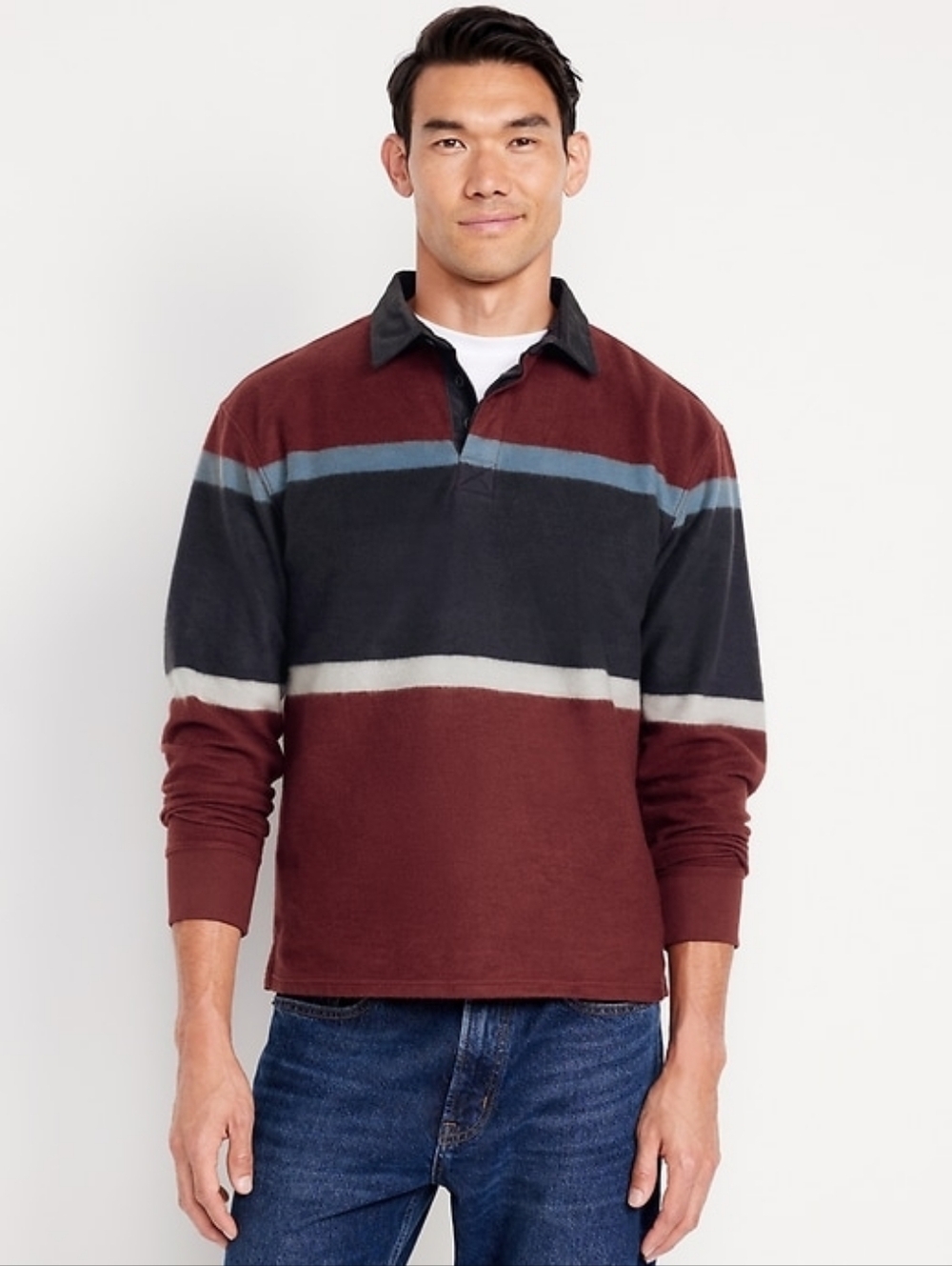 Old Navy Rugby Shirt Pullover Fleece Mens Large NWT Colorblock Collared Sweatshi